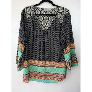 Figueroa & Flower V‎ Neck Multiprint Blouse Size XL